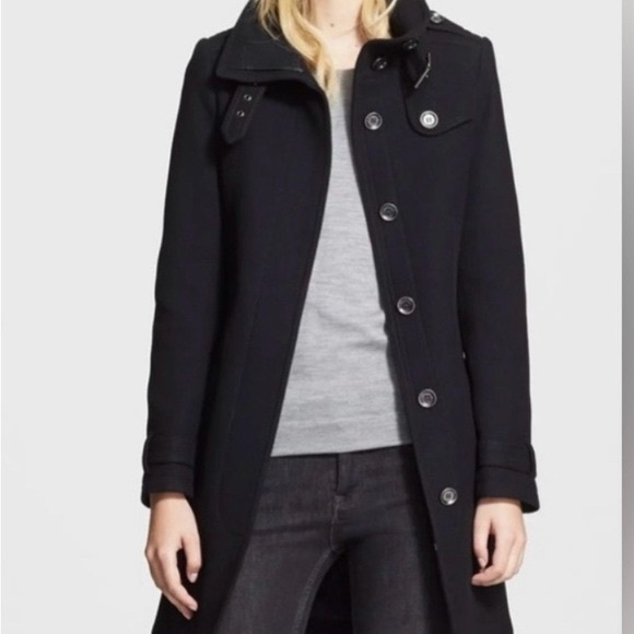 BURBERRY Brit Black Wool and Cashmere Blend Rushworth Belted Coat Size 12 - Picture 13 of 16